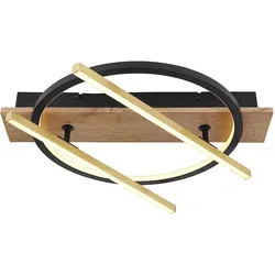 Deckenleuchte LED Holzoptik Dreh-Schwenkbar 3 Lichtmodi 2x Strahler D 40 cm