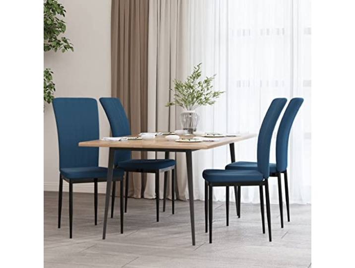 HGPOTUY Esszimmerstühle 4 STK. Blau Samt Eisenrahmen Stabil, Schaumstoff Gepolstert, Montageanleitung Inklusive, 110 kg Belastbar