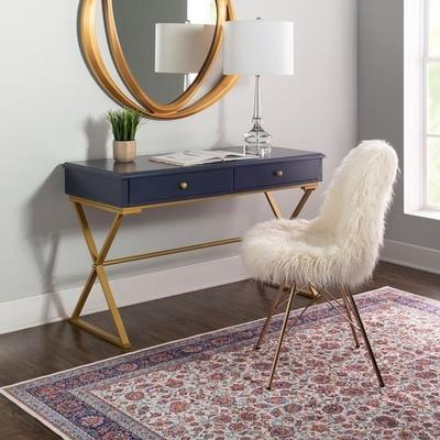 Linon May Blue and Gold Campaign Desk