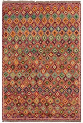 Treasured Knots Shabby Chic Balochi Marsh Purple/Rust Hand Knotted Wool Rug - 3'5'' x 4'11''