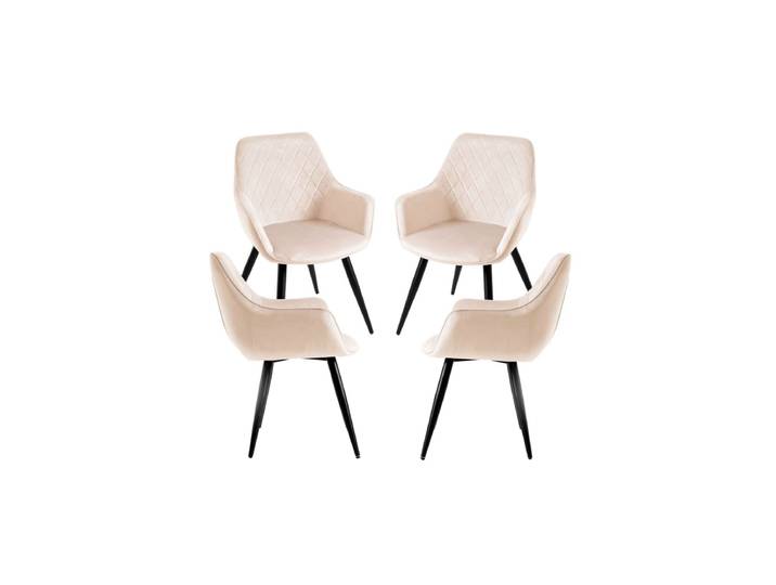 4er Set Kres Samt Stühle - Beige