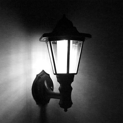 Silver Stone Store Outdoor LED Landscape Lighting, Retro Solar Wall Lights, Waterproof Hexagonal Lamp, Fence Light For Courtyard, Garden white Light