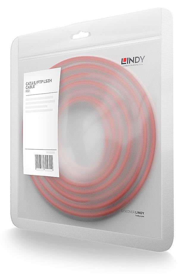 Lindy S/FTP Cat6 Kabel, Rood, 2.00m