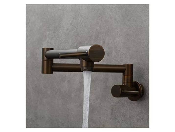 Küchenarmatur, Messing-Chrom-Küchenarmatur Doppelgriff-Küchenarmatur Wandmontierter klappbarer Doppelgriff-einzelner Kaltwasserhahn(Antique)
