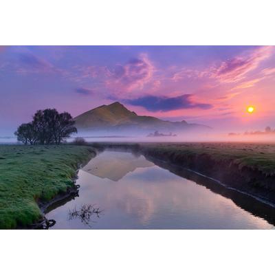 Fototapete PAPERMOON "Fluss durch Landschaft", bunt, B:4m L:2,6m, Vlies, Tapeten