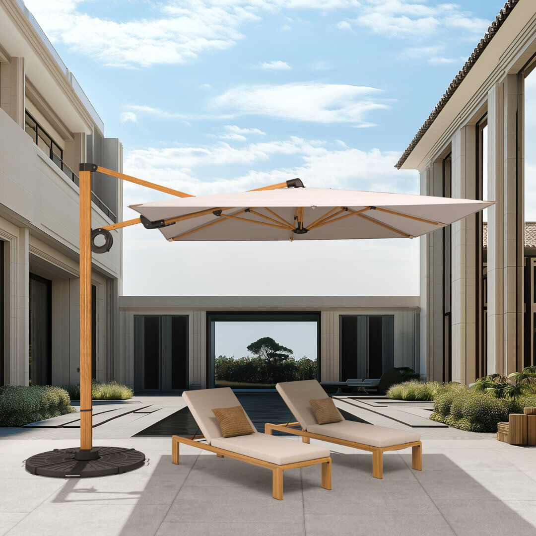 Freeport Park 300 cm W X 300 cm D Square Cantilever Parasol Sunbrella® with Crank Lift Beige 255cm H X 300cm W X 300cm D