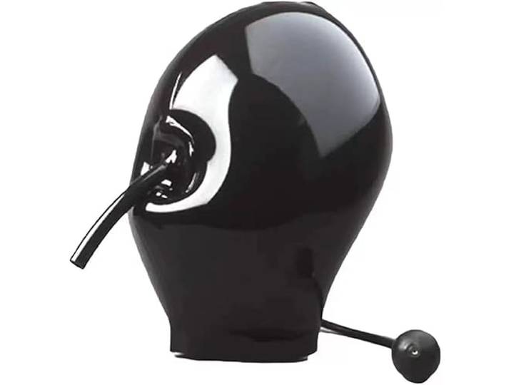 Aufblasbare Latexmaske Bondage Erstickungsmaske Mit Ventil Und Atemschlauch SM Fetisch Sex Kopfbedeckung Gummimaske BDSM Spielzeug Für Paare Extreme BDSM Masken,M,Black