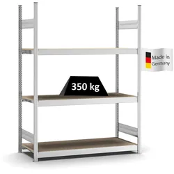 PROREGAL Weitspannregal Stecksystem T-Profil | HxBxT 200x150x50cm | 3 Ebenen | Spanplatten-Fachboden | Fachlast 350kg | Verzinkt | Lagerregal