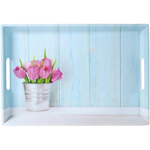 Kesper Serviertablett Tulpen 77392, eckig, 50x35cm, aus Kunststoff, mit Griffen, mit Tulpen Motiv