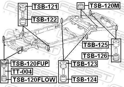 Febest Lagerung, Fahrzeugrahmen Tsb-120fup Vorne Für Toyota