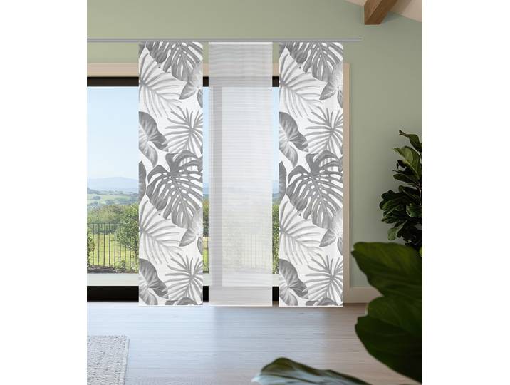 Schiebegardine VISION S SANJA , grau, B:60cm H:260cm, Polyester, Gardinen, Schiebegardine, Schiebevorhang,Bambusoptik,Digitaldruck,SET