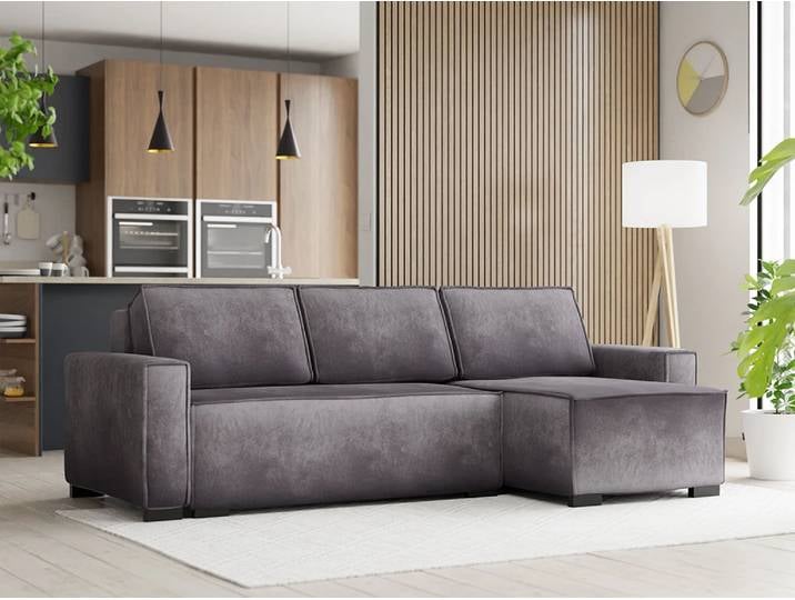 Graues klappbares Ecksofa SMART VELVET, doppelseitig