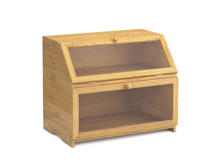 Brotkasten Bambus 2 Etagen mit Sichtfenster 39 x 25 x 32 cm