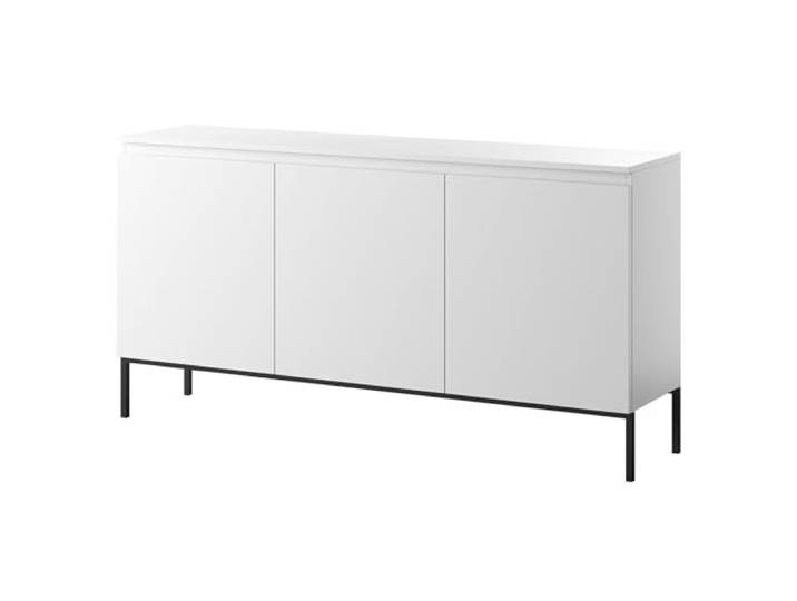Selsey Kommode Schrank Aufbewahrungsschrank 150 cm 3 Türen 6 Fächer Weiß Schwarze Beine Bemmi