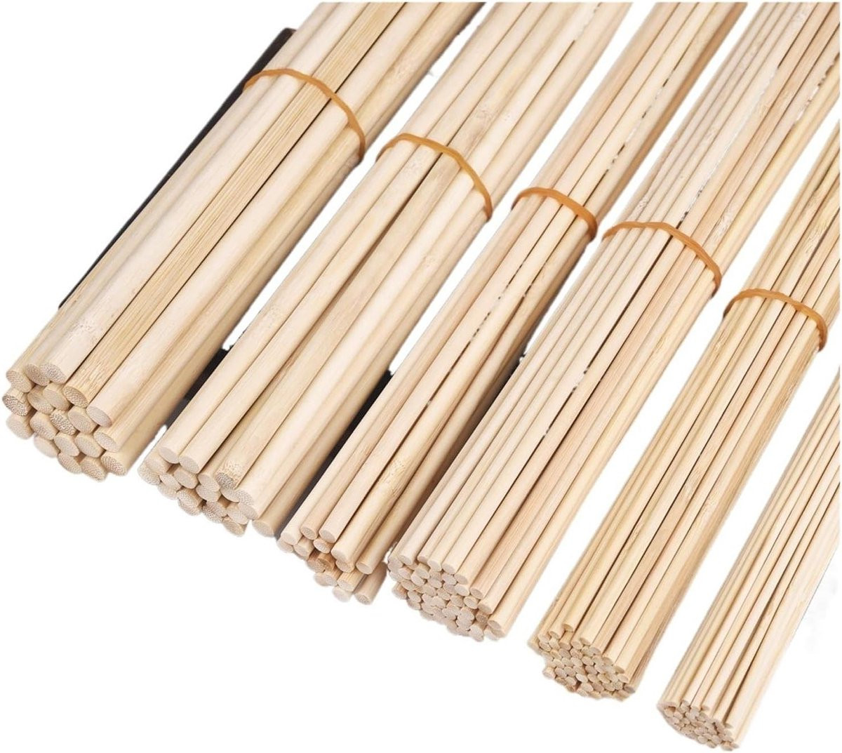 Houten bamboe stokken rond voor hobby en knutselen, natuurlijke kleur, 30 cm