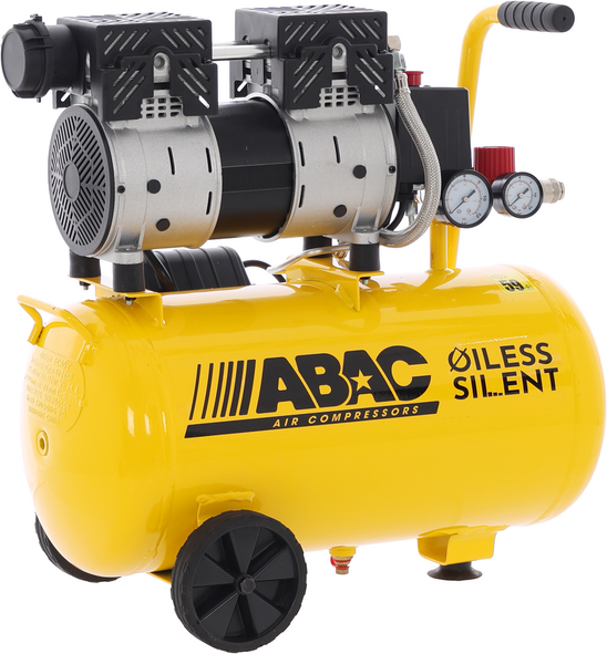 ABAC Pole Position Xt Sil 10 Yellow - Compressore aria elettrico monofase silenziato - Oil-less - Motore 1 HP - 24 lt