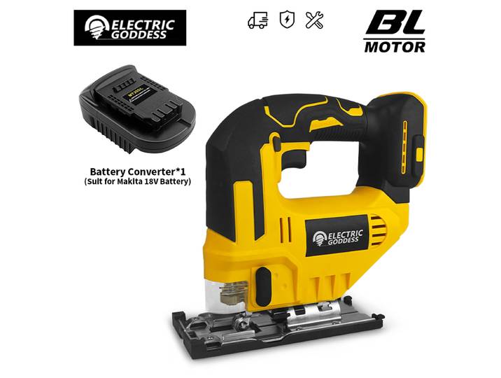 Scie sauteuse électrique sans balais de déesse, avec lame de scie, poignée de baril sans fil, outil de scie sauteuse pour broche de batterie Dewalt 20V