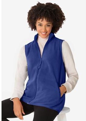 Women's Zip-Front Microfleece Vest by Woman Within in Ultra Blue (Size S)