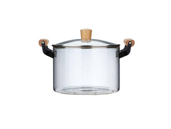Glaskochtopf, For Kochen auf dem Herd, Glas-Kochtopf, groß mit Holzgriff, for Pasta(6l)