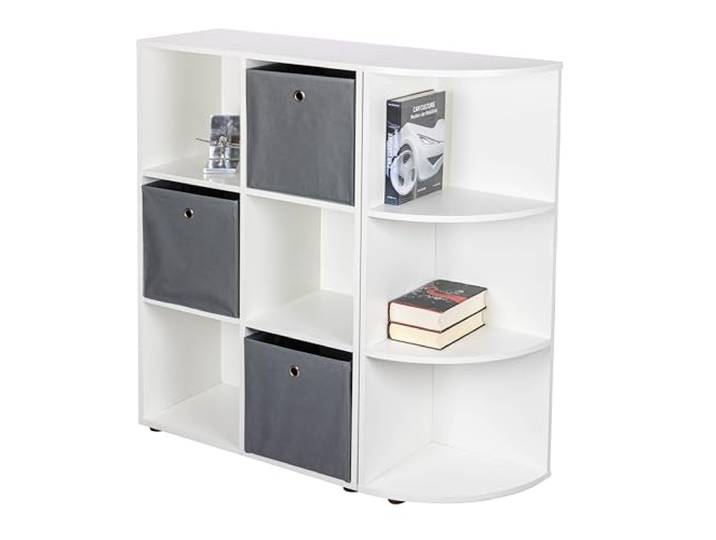 Inter Link - Eckregal - mit 3 Fächern - Standregal - Wohnzimmer - Arbeitszimmer - Schlafzimmer - Masse in cm T: 33 x B: 34,40 x H: 110 - Nuoro ER3 - Weiß