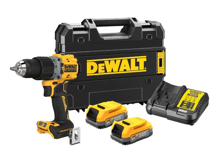 Perceuse visseuse percussion compacte XR brushless - DEWALT - avec 2 batteries 18V 1.7Ah - chargeur - TSTAK- DCD805E2T-QW