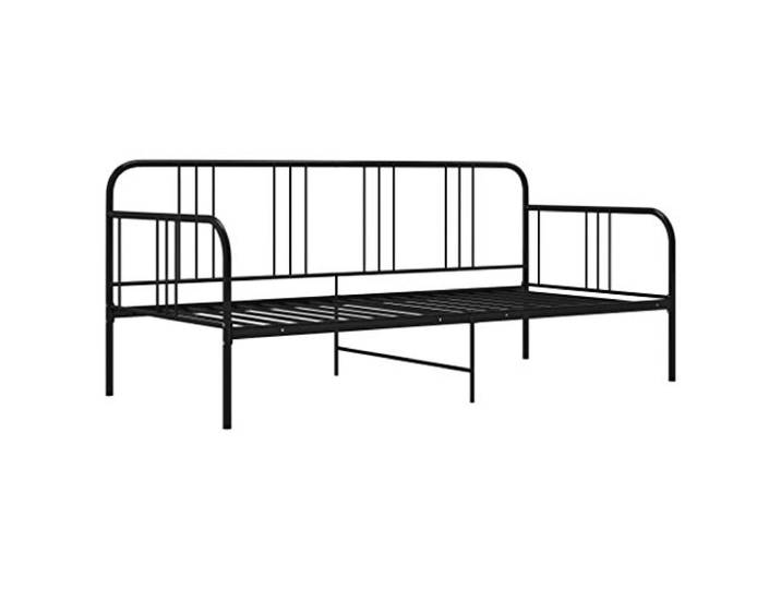 vidaXL Schlafsofa Bettgestell Tagesbett Metallbett Bettsofa Einzelbett Bett Gästebett Sofabett Sofa Couch Jugendbett Schwarz Metall 90x200cm