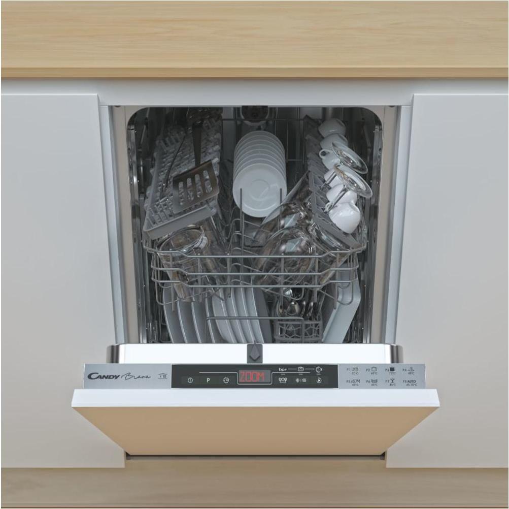 Candy Brava CDIH 2T1047, Voll integriert, Single (45 cm breit), Silber, Touchsteuerung, LED, kalt
