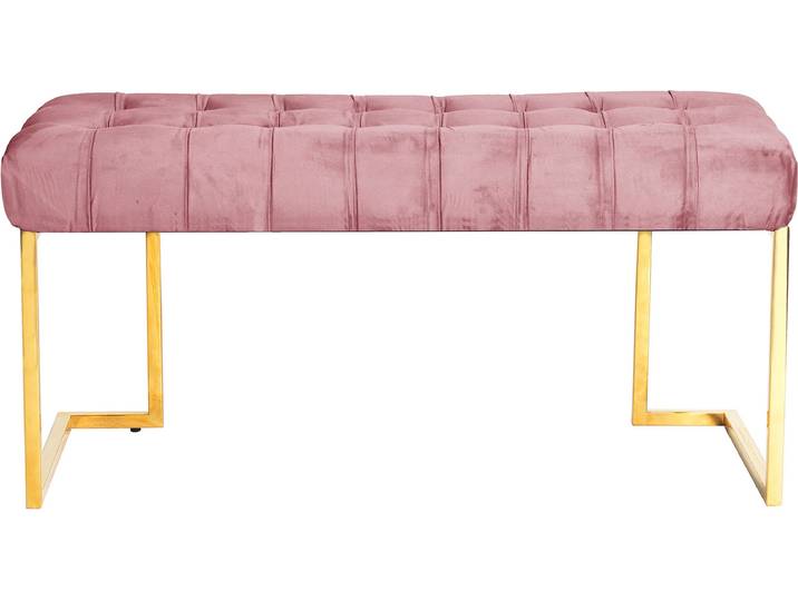 Sitzbank KAYOOM Rare 225, Edler Touch durch goldenes Gestell , rosa (altrosa), B:100cm H:48cm T:47cm, Bezug: 100% Polyester (Samt) / Gestell: 100% Edelstahl, Sitzbänke, Sitzbank, samtweich, gesteppt, mit Zierknöpfen, Gemütliches, schickes Polster