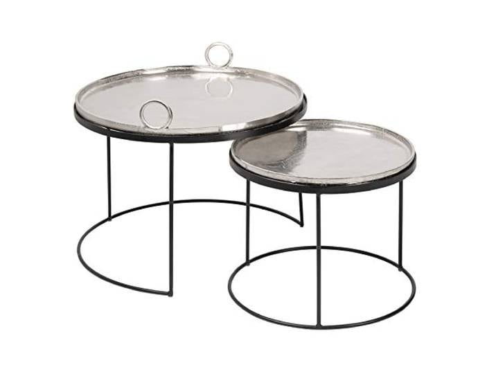 Couchtische ELEMENTS 62cm - schwarz silber - Metall - stabile Konstruktion Montiert, hochwertig, Wohnaccessoire, platzsparend verstaubar, Unikat, Eisengestell