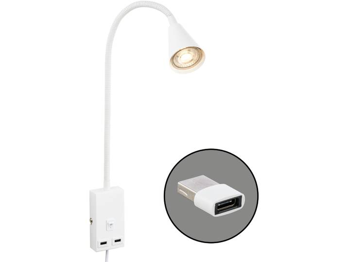 BRILONER LEUCHTEN Nachttischlampe JUSTRA Tischlampe , weiß (weiß, neutral), Leuchten, Nachttischlampe