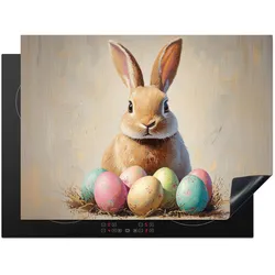 HERDABDECKPLATTE Osterhase - Pastell - Eier Induktionsmatte 71x52 cm