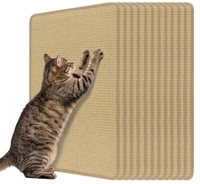 Costway 12 Pieces Cat Scratcher Mat Set 24 x 16 Inch Natural Sisal Pads