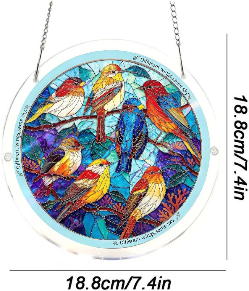 INF Ornement suspendu rond style puzzle en acrylique - Multicolore 22.6cm x 22.6cm, décoration de bureau et de fenêtre