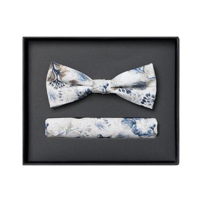 Fliege VENTI "VENTI Set aus Fliege und Einstecktuch gemustert", Herren, elfenbein, 100% Baumwolle, Fliegen