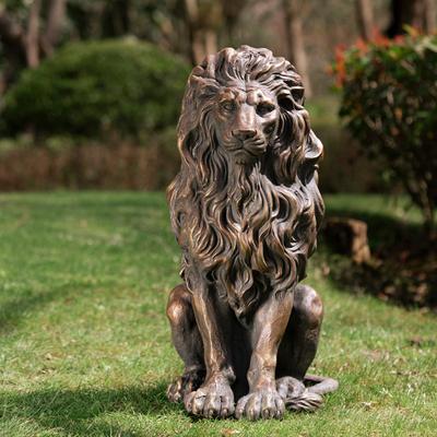 Glitzhome MGO Vintage Sitting & Lying Lion Guardian Garden Statue Porch Sculpture Indoor Outdoor