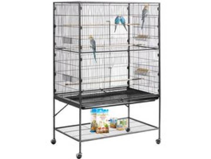 VEVOR Vogelkäfig, 930x580x1510 mm, Vogelvoliere aus Schmiedeeisen mit Sitzstangen, Futterschale & Kunststofffutternäpfen, Vogelhaus für Blaumeise, Nymphensittich, Kanarienvogel, Mönchssittich