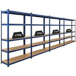 PROREGAL MegaDeal 4x Schwerlastregal Ragnar, HxBxT 180x120x40cm, Fachlast 175kg, Blau, Garagenregal Werkstattregal Lagerregal Steckregal