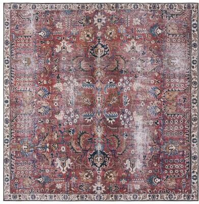 SAFAVIEH Tucson Machine Washable Slip Resistant Lukke Oriental Distressed Rug
