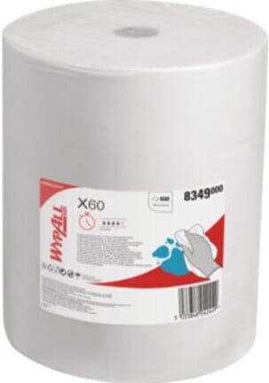 WypAll X60 Multi-Task Lingettes de nettoyage, 1 grande rouleau x 650 lingettes industrielles blanches (8349)