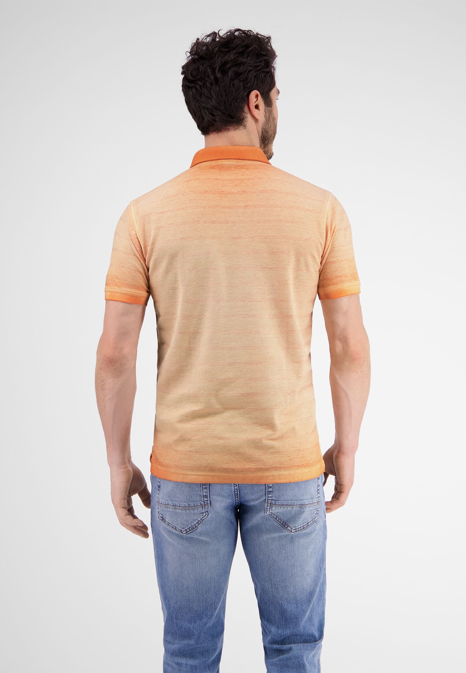 Poloshirt LERROS "Poloshirt, gestreift in Strukturqualität", Herren, Gr. M, rosa (gentle peach), 100% Baumwolle, Shirts Poloshirt gentle peach M