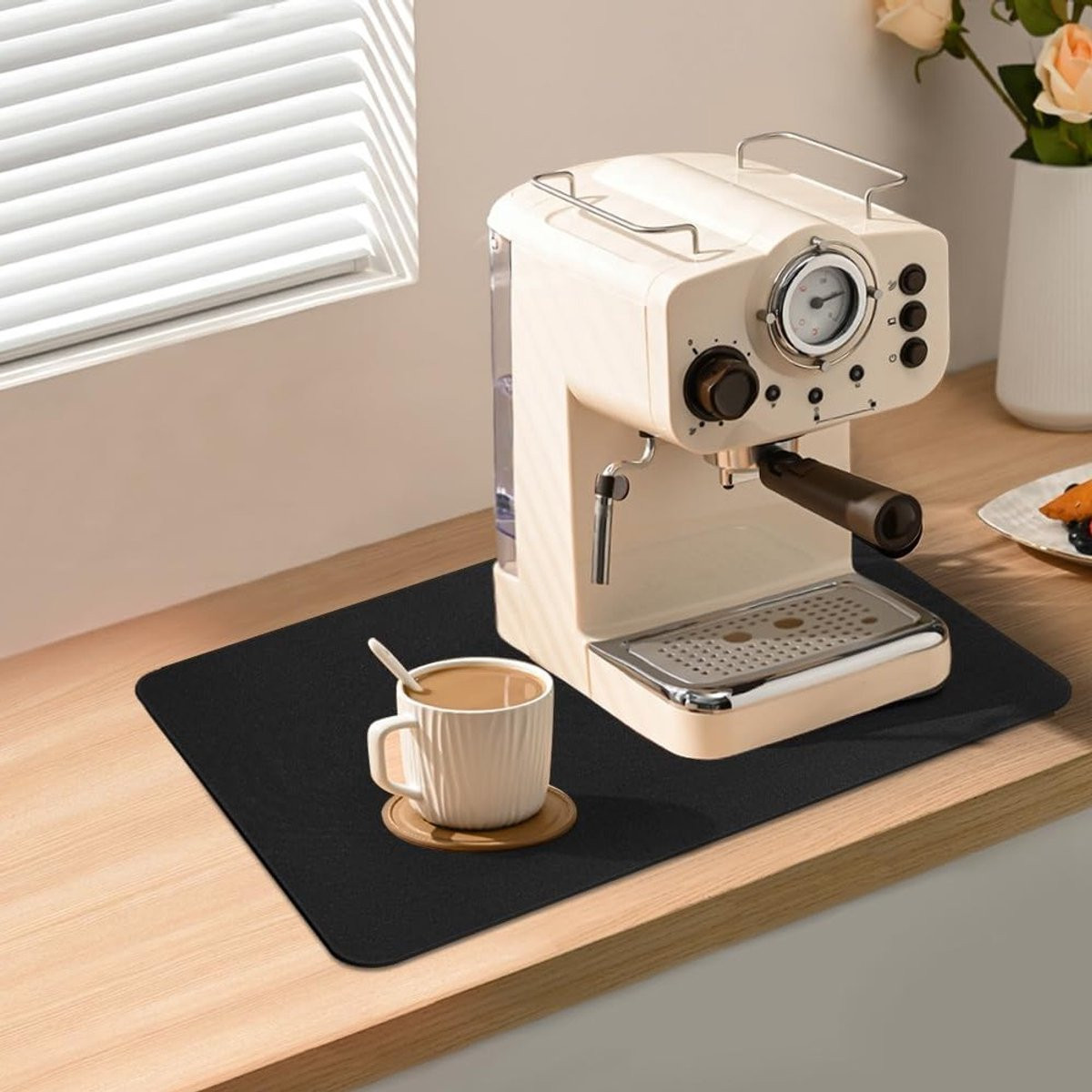 Grijs antislip afvoermat voor de keuken, 40 x 30 cm, super absorberende droogmat voor het aanrecht
