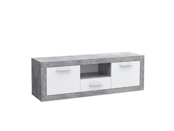 Newroom Lowboard Betonoptik Lichtgrau 148 cm, TV Lowboard Betonoptik Lichtgrau Modern TV Schrank Fernsehtisch