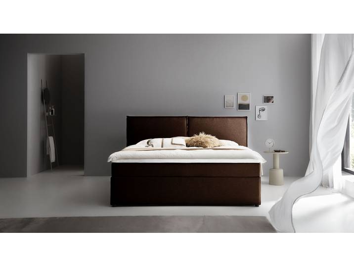 Boxbett NIKITA , braun (dunkelbraun), B:201cm L:209cm, ATLANTIC HOME COLLECTION, Komplettbetten, bodentiefes Bett, wahlweise mit Matratze und Topper