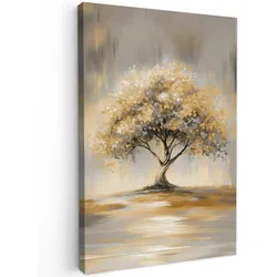 LEINWANDBILD Gemälde - Baum - Abstrakt - Blätter Wanddeko Schlafzimmer 60x90 cm