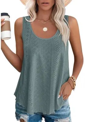 Daily Discovery Women's Sleeveless Tank Top Loose Casual Summer Round Neck Blouse green s