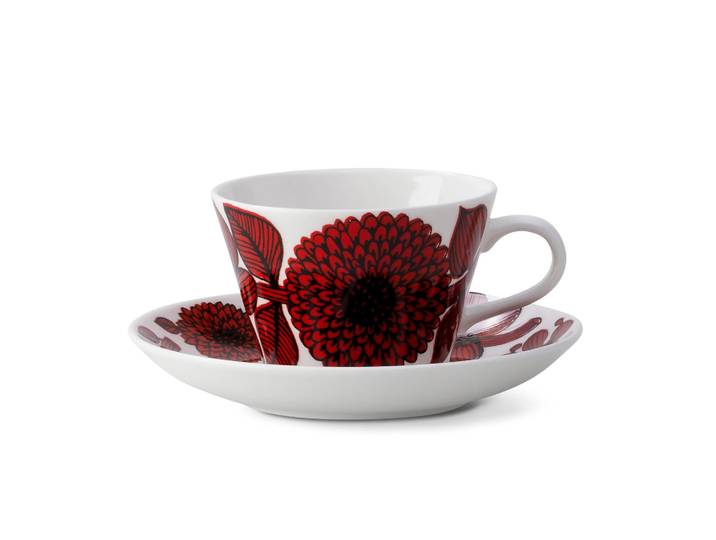 Gustavsbergs Porslinsfabrik Ensemble tasse à café Röd Aster Tasse à café + soucoupe