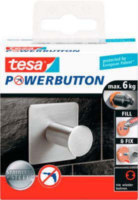 tesa Powerbutton Haken Classic, Edelstahl, eckig