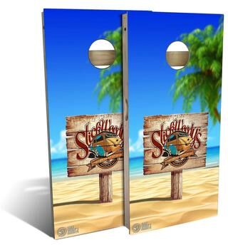 Skip's Garage Beach Sign Outdoor Cornhole Board Set