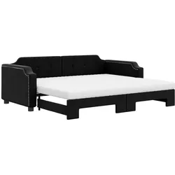 vidaXL Tagesbett Ausziehbar mit Matratzen Schwarz 100x200 cm Stoff