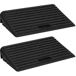 DELUKE Bordsteinrampe MIGO 2er Set 50x30x11 cm Gummi | Schwellenrampe Auffahrhilfe Bordsteinkeile Auffahrrampe Bordstein
